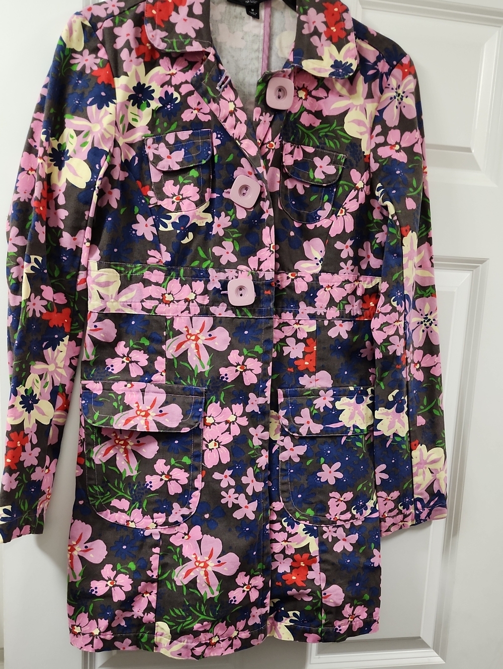 Tara Jarmon Pink Multi Floral Utility Jacket